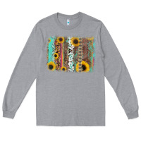 Heather Grey aztec leopard turquoise sunflower background Long Sleeve Tee - RanaPortraitStore