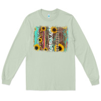 Matcha aztec leopard turquoise sunflower background Long Sleeve Tee - RanaPortraitStore