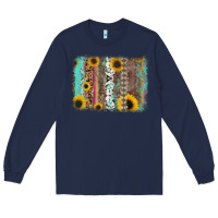 Navy aztec leopard turquoise sunflower background Long Sleeve Tee - RanaPortraitStore
