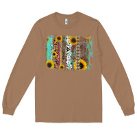 Toasted Coconut aztec leopard turquoise sunflower background Long Sleeve Tee - RanaPortraitStore