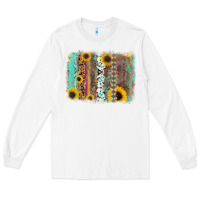 White aztec leopard turquoise sunflower background Long Sleeve Tee - RanaPortraitStore