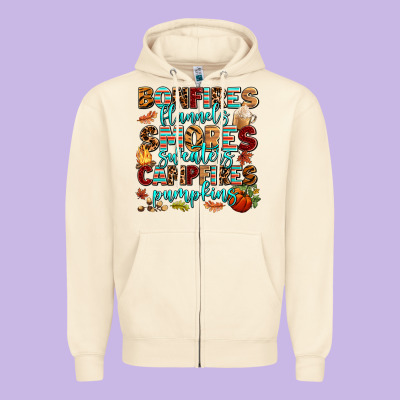 Bonfires Flannels Smores Zipper Hoodie Designed By Adodesignshop
