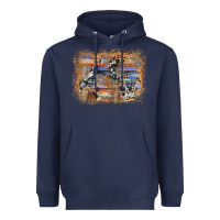 Navy aztec leopard cowhide wood western background Heavyweight Hoodie - AdoDesignShop