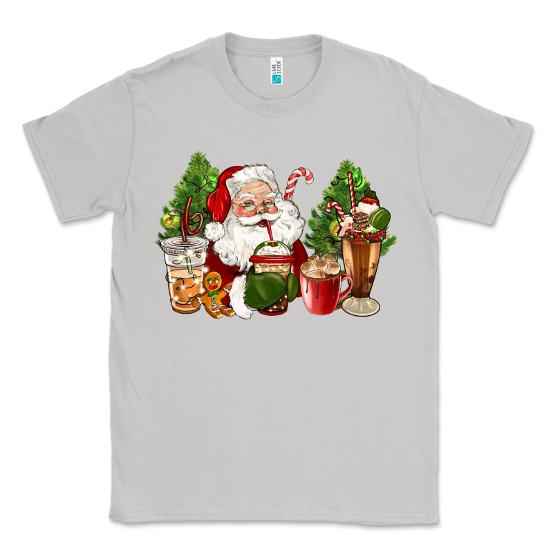 Santa Coffee Cups Christmas Classic Tee by CowGirlArtShop | Teevron