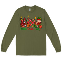 Army Green Peace Love Elf Christmas Long Sleeve Tee - BundleAndBundleShop
