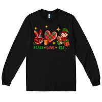 Black Peace Love Elf Christmas Long Sleeve Tee - BundleAndBundleShop