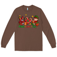 Chestnut Peace Love Elf Christmas Long Sleeve Tee - BundleAndBundleShop