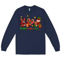 Navy Peace Love Elf Christmas Long Sleeve Tee - BundleAndBundleShop
