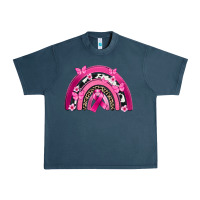 Midnight Navy Breast Cancer rainbow Urban Heavy Tee - FaDigitalArtStudio