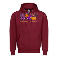 Burgundy peace love halloween Zipper Hoodie - AdoDesignShop