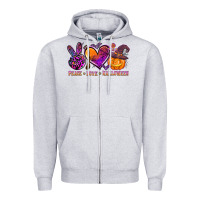 Heather Grey peace love halloween Zipper Hoodie - AdoDesignShop