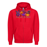 Red peace love halloween Zipper Hoodie - AdoDesignShop