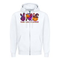 White peace love halloween Zipper Hoodie - AdoDesignShop