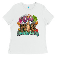 White One hip lunch lady Easter Day Ladies Tee - HowdyJamesFarm