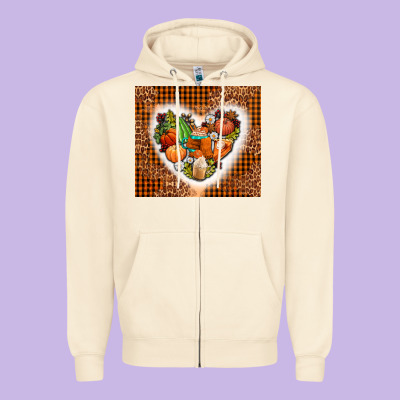 Western Fall Heart Zipper Hoodie Designed By Adodesignshop