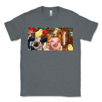 Charcoal Heather Farm animals with aztec Classic Tee - RanaPortraitStore