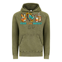 Vintage Olive Peace Love Whiskey Vintage Hoodie - BundleAndBundleShop