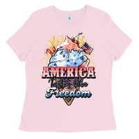Bubblegum Pink America ice cream Ladies Tee - HowdyJamesFarm