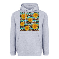 Heather Grey sunflower western seamless revize Heavyweight Hoodie - AdoDesignShop