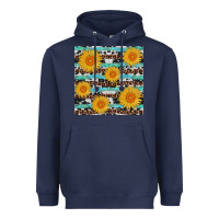 Navy sunflower western seamless revize Heavyweight Hoodie - AdoDesignShop