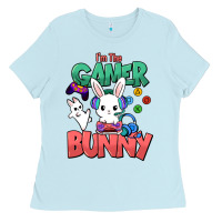 Baby Blue I'm the game Bunny Easter day Ladies Tee - HowdyJamesFarm