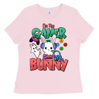 Bubblegum Pink I'm the game Bunny Easter day Ladies Tee - HowdyJamesFarm