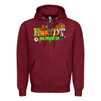 Burgundy howdy halloween pumpkins Zipper Hoodie - AdoDesignShop