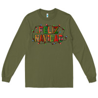 Army Green Feliz Navidad Long Sleeve Tee - BundleAndBundleShop