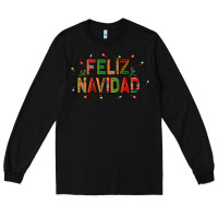 Black Feliz Navidad Long Sleeve Tee - BundleAndBundleShop