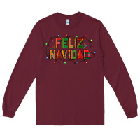Burgundy Feliz Navidad Long Sleeve Tee - BundleAndBundleShop