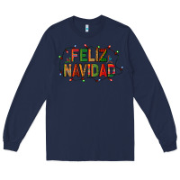 Navy Feliz Navidad Long Sleeve Tee - BundleAndBundleShop