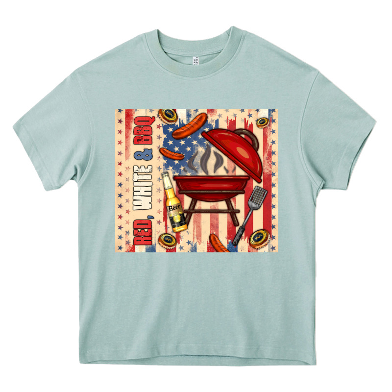 Red White And Bbq Usa Flag Heavy Core Tee by TumblerDesignByShophia | Teevron
