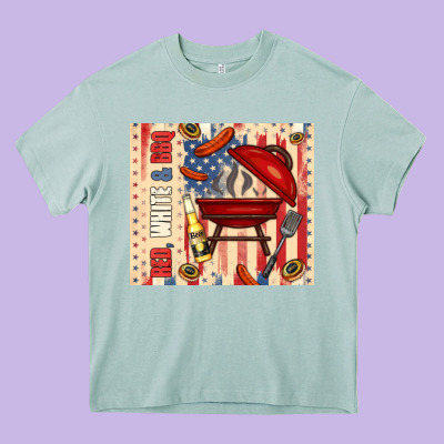 Red White And Bbq Usa Flag Heavy Core Tee Designed By Tumblerdesignbyshophia