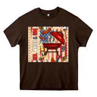 Chocolate Brown red white and bbq usa flag Heavy Core Tee - TumblerDesignByShophia