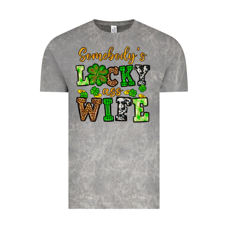 St. Patrick's Somebody’s Lucky Ass Wife Vintage Tee by OliviaCreatesArt | Teevron