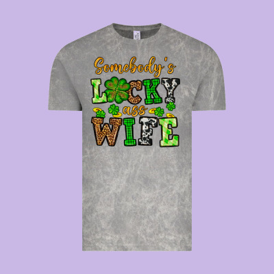 St. Patrick's Somebody’s Lucky Ass Wife Vintage Tee Designed By Oliviacreatesart