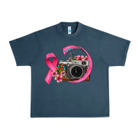 Midnight Navy floral cancer ribbon vintage camera Urban Heavy Tee - FaDigitalArtStudio