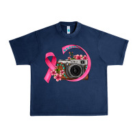 Navy floral cancer ribbon vintage camera Urban Heavy Tee - FaDigitalArtStudio