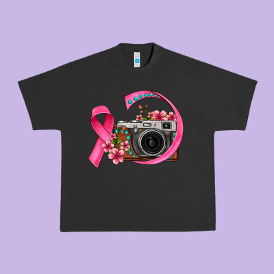 Floral Cancer Ribbon Vintage Camera Urban Heavy Tee Designed By Fadigitalartstudio