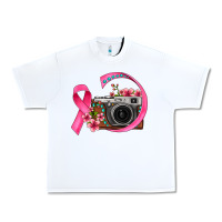 White floral cancer ribbon vintage camera Urban Heavy Tee - FaDigitalArtStudio