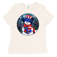 Bone Patriotic snowman ornament 4th of july Ladies Tee - HowdyJamesFarm