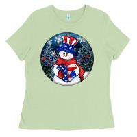 Matcha Patriotic snowman ornament 4th of july Ladies Tee - HowdyJamesFarm
