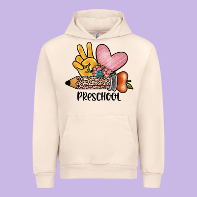 Peace Love Preschool Urban Hoodie Designed By Jahusdesignshop