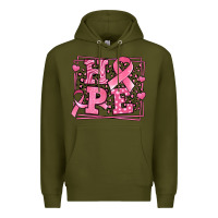 Army Green hope breast cancer awareness ribbon Premium Hoodie - LillyAllenDesigns