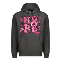 Charcoal Heather hope breast cancer awareness ribbon Premium Hoodie - LillyAllenDesigns