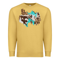 Antique Gold cowhide leopard turquoise patch Premium Sweatshirt - AdoDesignShop