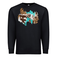 Black cowhide leopard turquoise patch Premium Sweatshirt - AdoDesignShop
