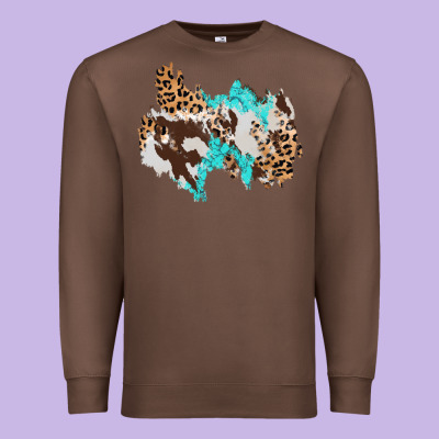Cowhide Leopard Turquoise Patch Premium Sweatshirt Designed By Adodesignshop