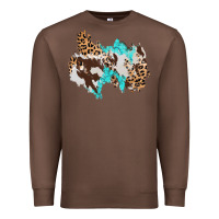 Chestnut cowhide leopard turquoise patch Premium Sweatshirt - AdoDesignShop