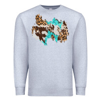 Heather Grey cowhide leopard turquoise patch Premium Sweatshirt - AdoDesignShop